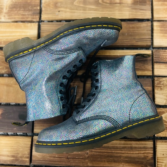 Dr. Martens Shoes - Dr. Martens The Original Pascal Iridescent Glitter Combat Boots Size 9